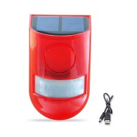 Solar Alarm Light PIR Motion Sensor Lights 110dB Loud Siren LED Strobe Lights Outdoor IP65 Waterproof Rechargeable for Farm Villa Yard Barn Home