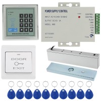 Door Entry Access Control System Kit Password Host Controller + 180KG/396lb Electric Magnetic Lock + Door Switch + DC12V Power Supply + 10pcs 125KHz RFID Cards