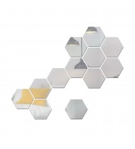 12PCS Hexagon Mirror Wall Stickers Removable Wall Decals Acrylic Decorative Mirror DIY Home Decorations for Bedroom Bathroom Living Room