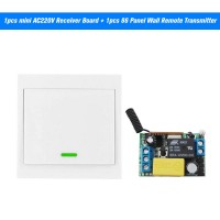 Wireless Remote Control Switch AC 220V Receiver 1 Gang 433MHz Push Button Wall Light Switch Panel Remote Transmitter with Stickers Free Position Flexible For Home Living Room Bedroom