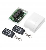 433Mhz DC 12V 4CH Universal 10A Relay Wireless Remote Control Switch Receiver Module and 2PCS 4 Key RF 433 Mhz Transmitter Remote Controls 1527 Chip Smart Home Automation